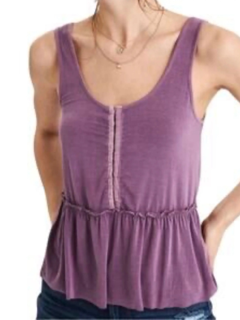 American Eagle Outfitters Purple Scoop Neck Peplum Tank